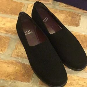 Stuart weitzman soda black micro slip on loafers
